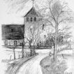 Kirche Oberleuken - Kohlezeichnung vom Manfred Ludwig