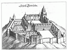 Das Saarbrücker Schloss (17. Jh.) nach einem Stich von Merian
